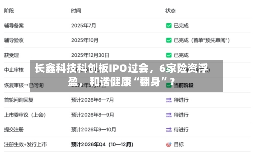 长鑫科技科创板IPO过会，6家险资浮盈，和谐健康“翻身	”？-第2张图片