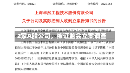 2家A股公司，被证监会立案调查