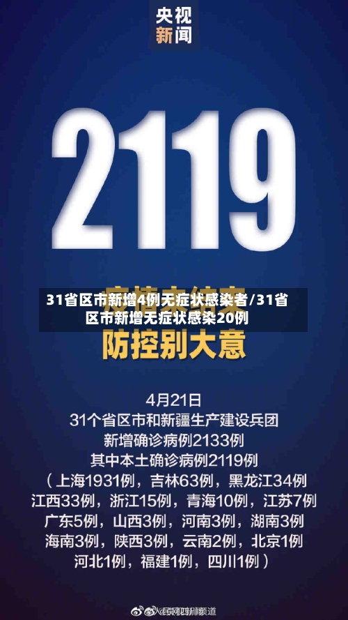 31省区市新增4例无症状感染者/31省区市新增无症状感染20例