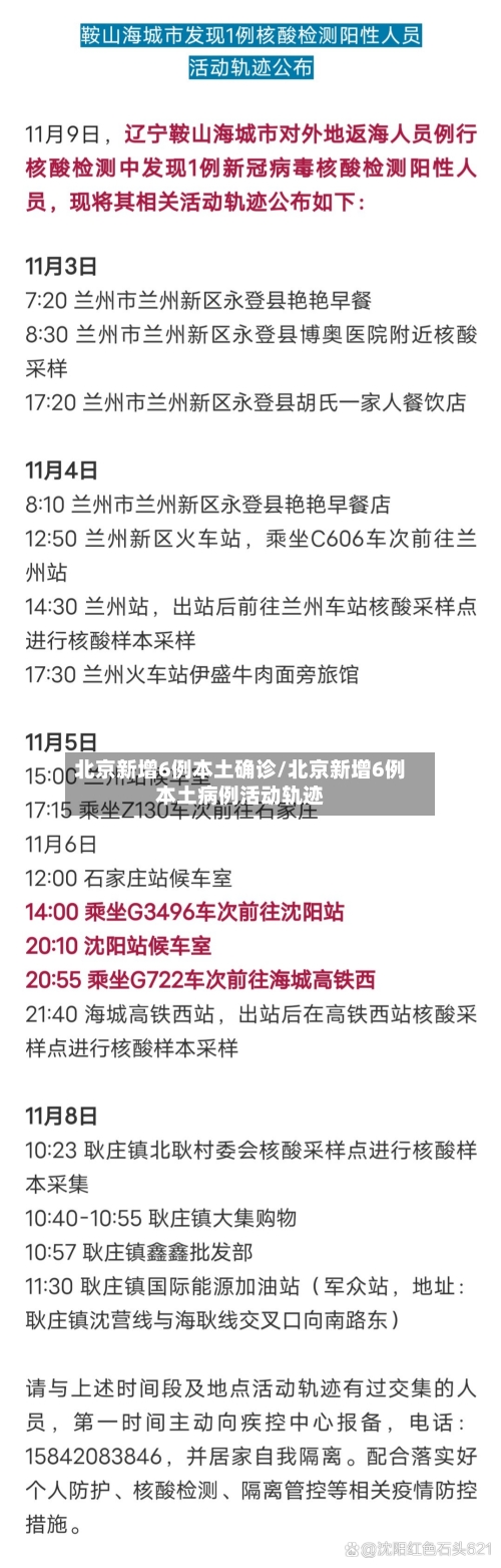 北京新增6例本土确诊/北京新增6例本土病例活动轨迹