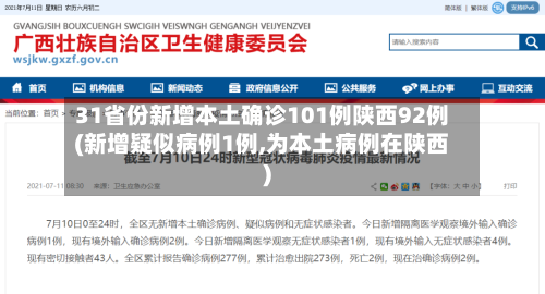 31省份新增本土确诊101例陕西92例(新增疑似病例1例,为本土病例在陕西)