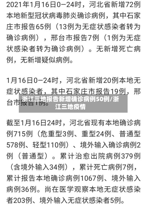 浙江三地报告新增确诊病例50例/浙江三地疫情
