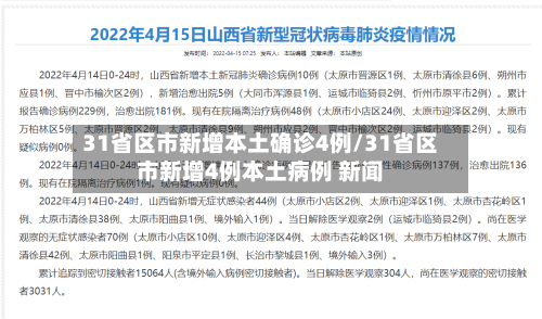 31省区市新增本土确诊4例/31省区市新增4例本土病例 新闻