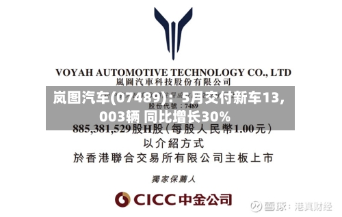 岚图汽车(07489):5月交付新车13,003辆 同比增长30%-第2张图片