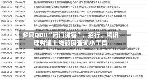 多只QDII“闭门谢客	”，招行、腾讯理财通上线额度查询小工具-第3张图片
