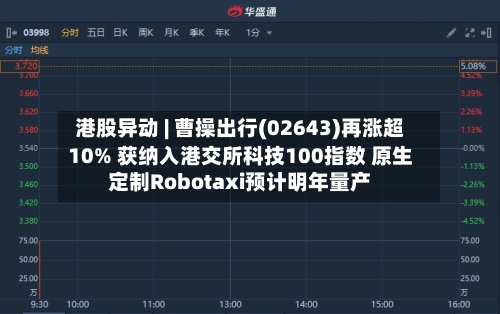 港股异动 | 曹操出行(02643)再涨超10% 获纳入港交所科技100指数 原生定制Robotaxi预计明年量产-第2张图片